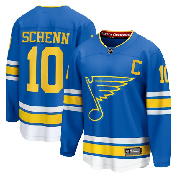 ST. LOUIS BLUES FANATICS BREAKAWAY HOME JERSEY - SCHENN #10