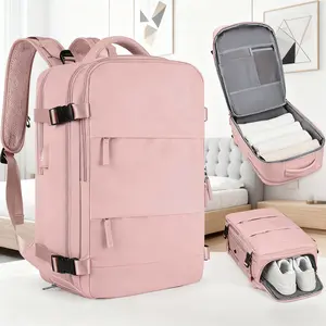 New Deal - Travel Backpack for Women, Carry OnBackpack with USB Charging Port & Shoe Pouch,TSA 15.6inch Laptop Mochila Flight Approved,Nurse Bag Casual Daypack for WeekenderBusiness Hiking, Pink