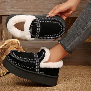 Women's Trendy Plush Lined Platform Loafers Winter Warm Indoor Outdoor Shoes