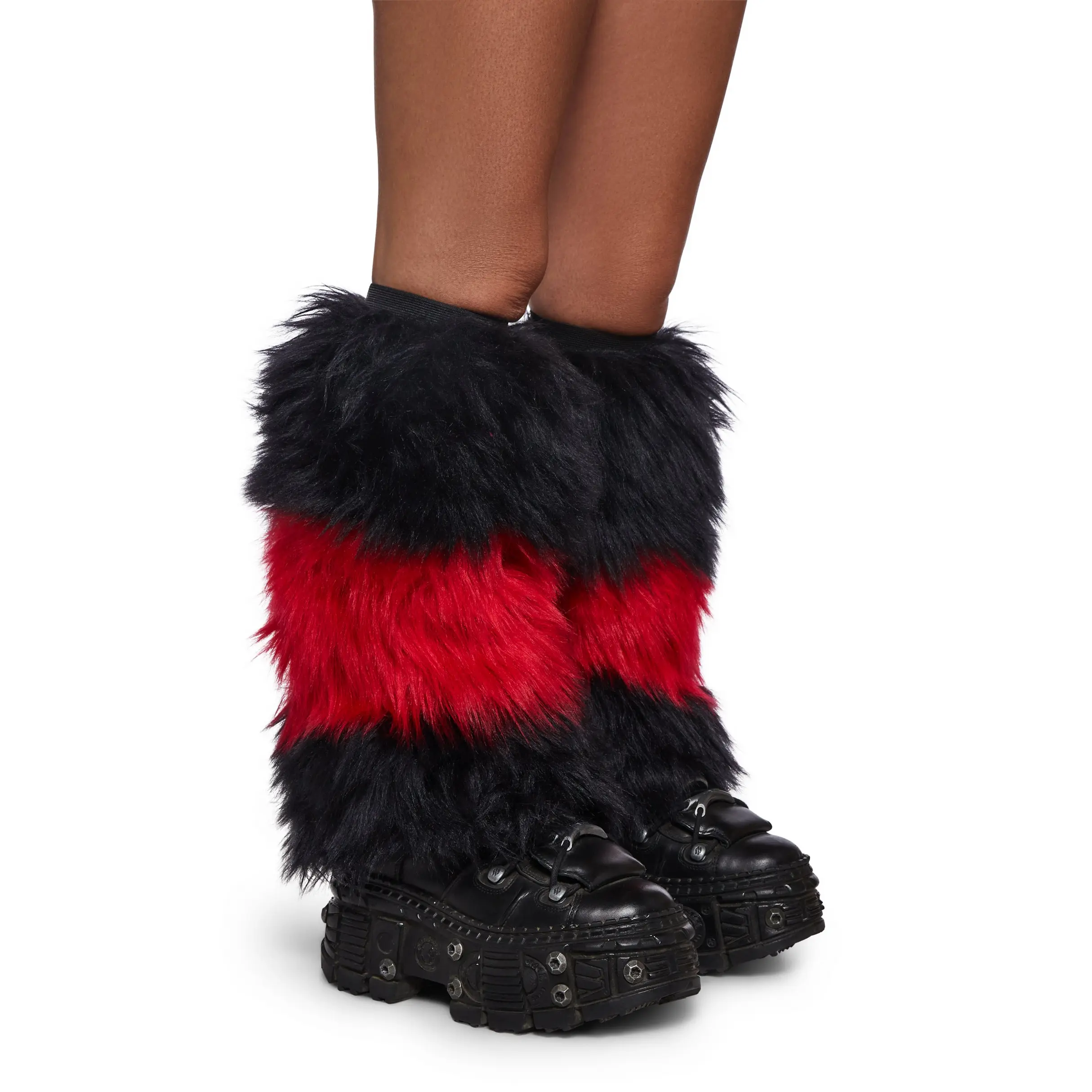 Crimson Chaos Striped Fur Leg Warmers Crimson Chaos Striped Fur Leg Warmers