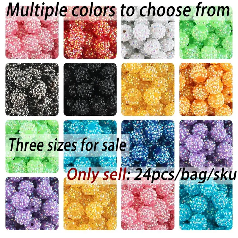 24pcs 14/16/20mm Resin Bayberry Ball Beads, Fashionable and Exquisite Acrylic Beads, DIY Beading Supplies, Suitable for Pen Accessories, Bracelets Jewelry Making DIY Decorative Accessories