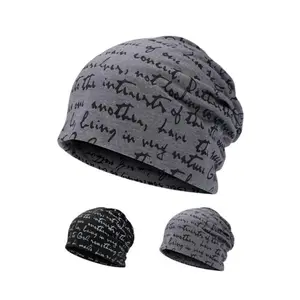 Unisex Thin Windproof Letter Beanie Hat, Comfortable Warm Pile Cap for Autumn and Winter Daily Use