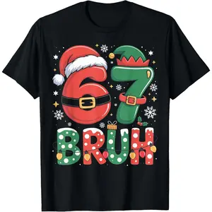 Bruh 67 Six Seven 6 7 Meme Christmas Funny Boy Girl Kids T-Shirt