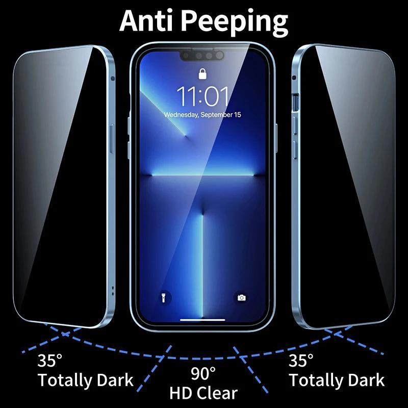 Magnetic Tempered Glass Privacy Phone Case For iphone 11 12 13 14 15 16 17 Pro Max X XR XS Max 360° Magnet Antispy Protect Cover Magnetic Tempered Glass Privacy Phone Case For iphone 11 12 13 14 15 16 17 Pro Max X XR XS Max 360° Magnet Antispy Protect Cover