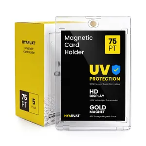 75pt Magnetic Card Holder - 5 Pack & 10 Pack One Touch Card Holders for Trading Cards, Clear White