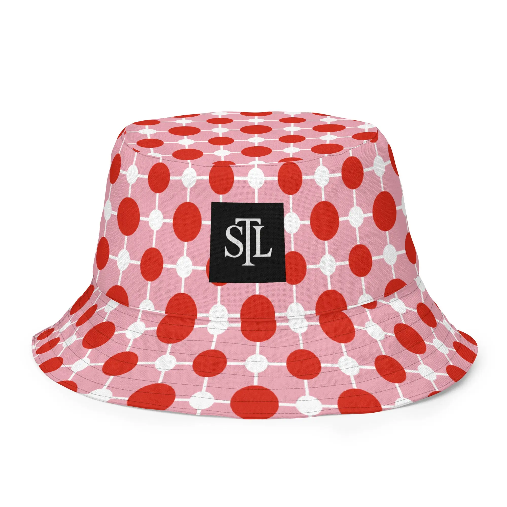 Strawberry Sherbet in Pink Floral Geo Reversible Bucket Hat