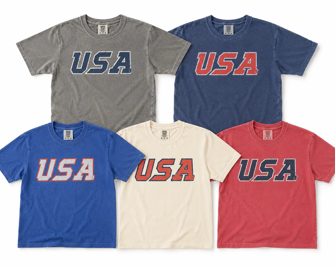 Comfort Colors Unisex Vintage USA Tee, Patriotic July 4th Red White and Blue Shirt, America 250th Birthday Celebration Tee, Retro Independence Day Gift Shirt – DPCLICK