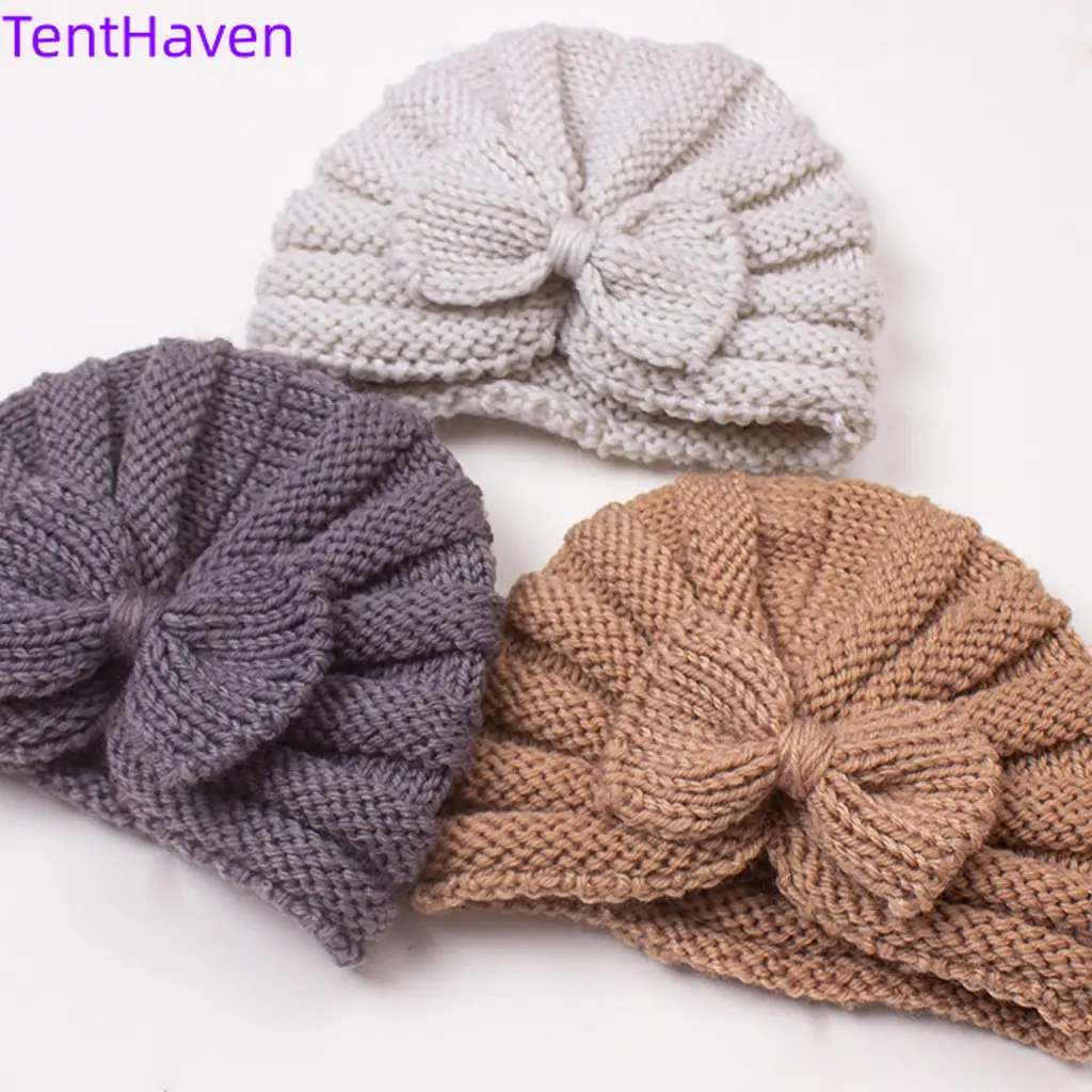 2026 autumn and winter new baby bow hat, European and American children's knitted woolen hat, baby fetal hat, girl