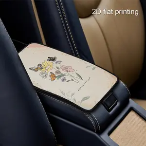 Random Print Position 1pc Vintage Floral Pattern Non-Slip Armrest Cover Mat Center Console Protector Practical Interior Mat Car Accessory