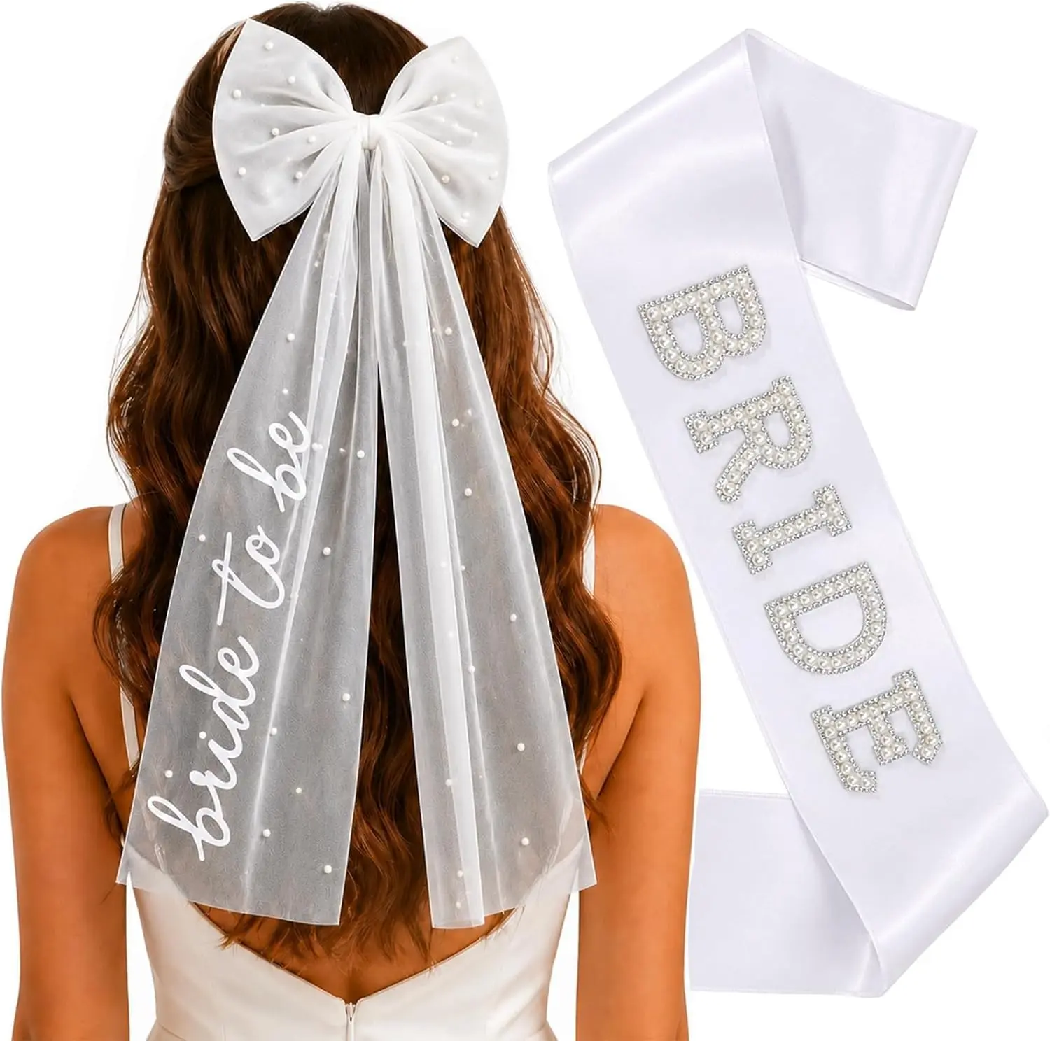 Bride to Be Veil for Bachelorette Party, Bridal Shower, Wedding Morning, Engagement Photo Accessory