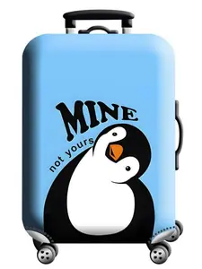 Cute Penguin Printed Mine Not Yours Elastic Luggage Cover, Protective Luggage Cover, Durable Travel Accessories, Easy To Install Design, Suitable for Airlines and Road Travel