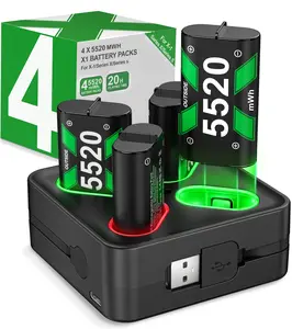 Rechargeable Battery Pack for Xbox One Controller with 4x5520mWh Batteries, Battery Charger Station for Xbox One S/One X/One Elite Controllers, Batteries Pack for Xbox Series X|S- Xbox Accessories