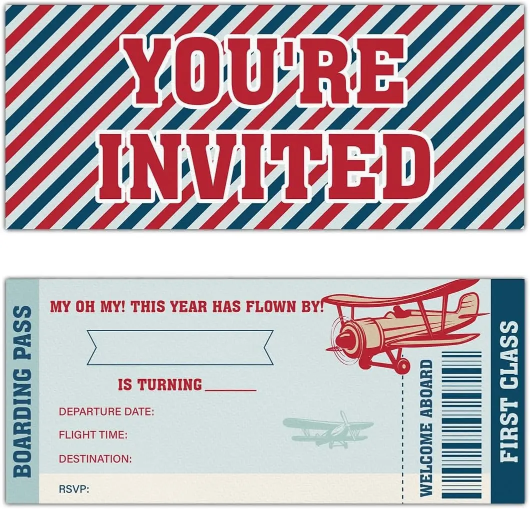 Boarding Pass Birthday Invitations for Boys Air Ticket Birthday Invites