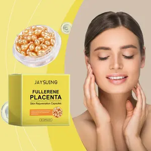 JAYSUING Fullerene Placenta Anti-Aging Capsules | Collagen Hyaluronic Acid Firming Serum, Anti Aging Concentrate, Gentle for Sensitive Skin, Rejuvenating & Hydrating