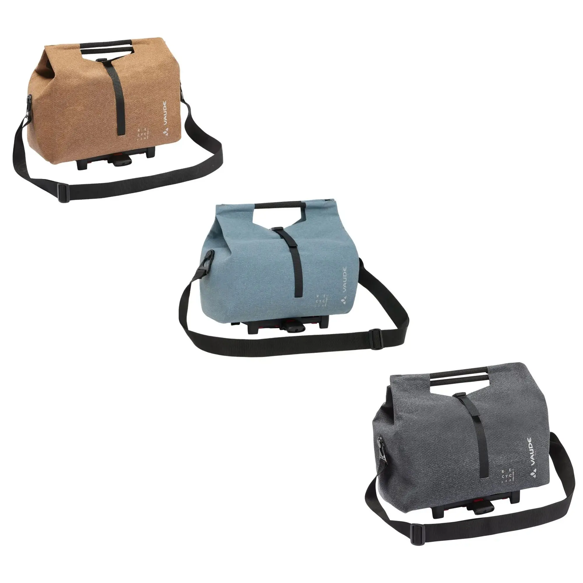 VAUDE ReCycle Shopper Waterproof Recycled Material Cycling Pannier Bike Bag - Drawstring Closure, Detachable Strap, UniKlip Mount