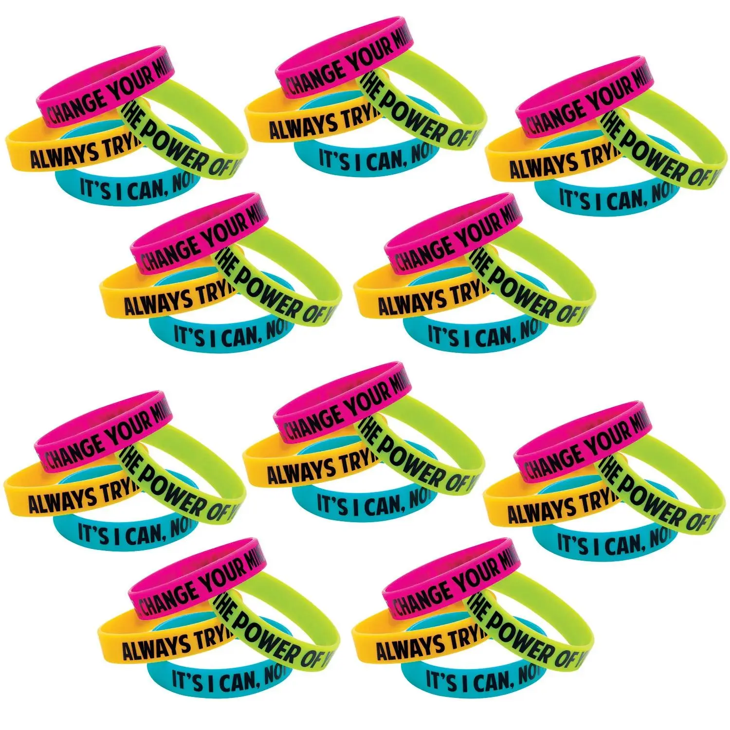 Bulk 144 Pc. I Have a Growth Mindset Motivational Bracelets