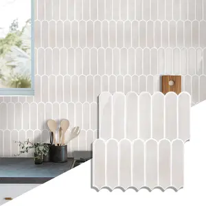 Commomy Thicker Fish Scale Peel and Stick Backsplash Tile 10 PCS for Kitchen, Bathroom, Removable, Waterproof, Vinyl Wall Tile 12" x 12"