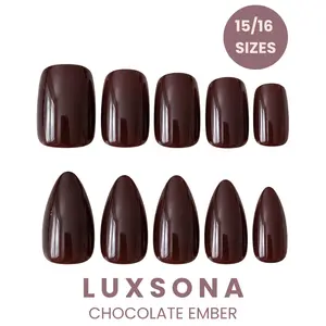 Chocolate Ember - Deep Mocha & Red Hue Press-On Nails