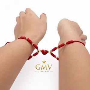 GMV Jewelry Eternal Bond Bracelet 18k Gold Plated Cord Bracelet with Gold Beads and Heart Charm for Women's Fashion Accessories
