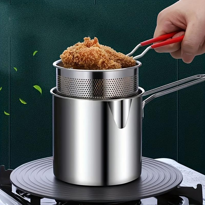 Stainless Steel Deep Fryer with Filter Rack, Fryer with Basket, 1 Set ...