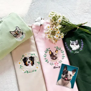 Embroidered Custom Pet Sweatshirt, Custom Embroidered Dog Sweatshirt, Unisex Crew Neck, Hoodie, Unisex T-shirt, Pet Lover Gift TR