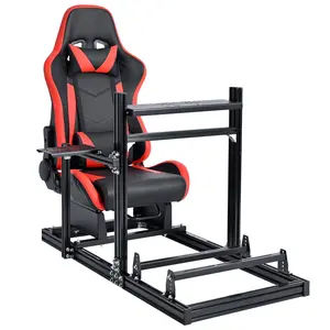 Supllueer 3060 Aluminium Racing Sim Cockpit Stand with Red Seat for G25 G27 G29 G920 G923 T300RS T500RS Steering Wheel Stand Not Include Shifter Steering Wheel Pedals