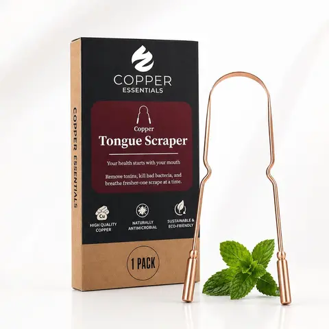 Tongue Scraper • 100% Copper (1 Pack) Premium Tongue Cleaner • Improve Oral Health • Ayurvedic Cleaning Tool | Premium Tongue Cleaner, Improve Oral Health, Ayurvedic Cleaning Tool