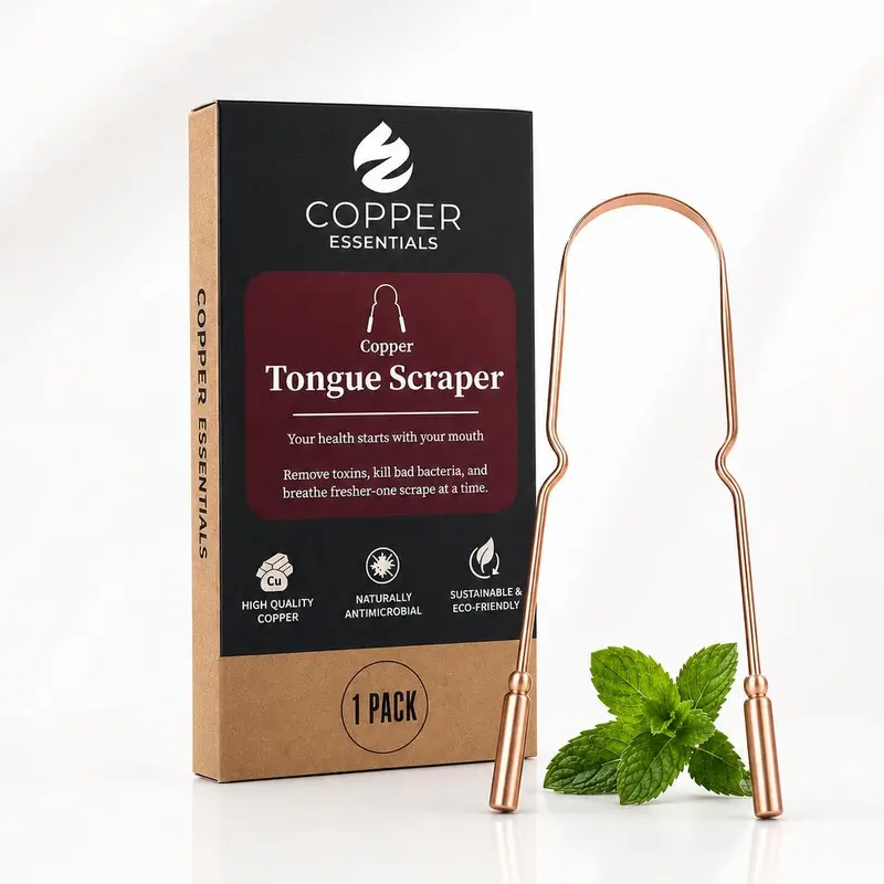 Tongue Scraper • 100% Copper (1 Pack) Premium Tongue Cleaner • Improve Oral Health • Ayurvedic Cleaning Tool | Premium Tongue Cleaner, Improve Oral Health, Ayurvedic Cleaning Tool