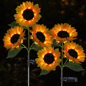 Solar Sunflower Lights, 800mA Solar Garden Light with Real Looking  Outdoor  Solar Stake Lights for  Yard, Flower Bed, Pathway, Patio, Porch, Spring Decoration (2 Pack)