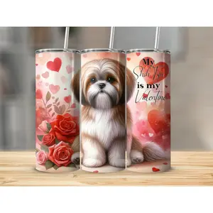 20oz Cute Dog Valentines Day Themed Stainless Steel Tumbler Drinkware Flasks