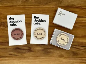 Personalized Decision Maker Coin | Argument Solver | Engraved | Couples Date Night | Flip Coin | 5th Anniversary Wood Gift | Birthday | Wedding