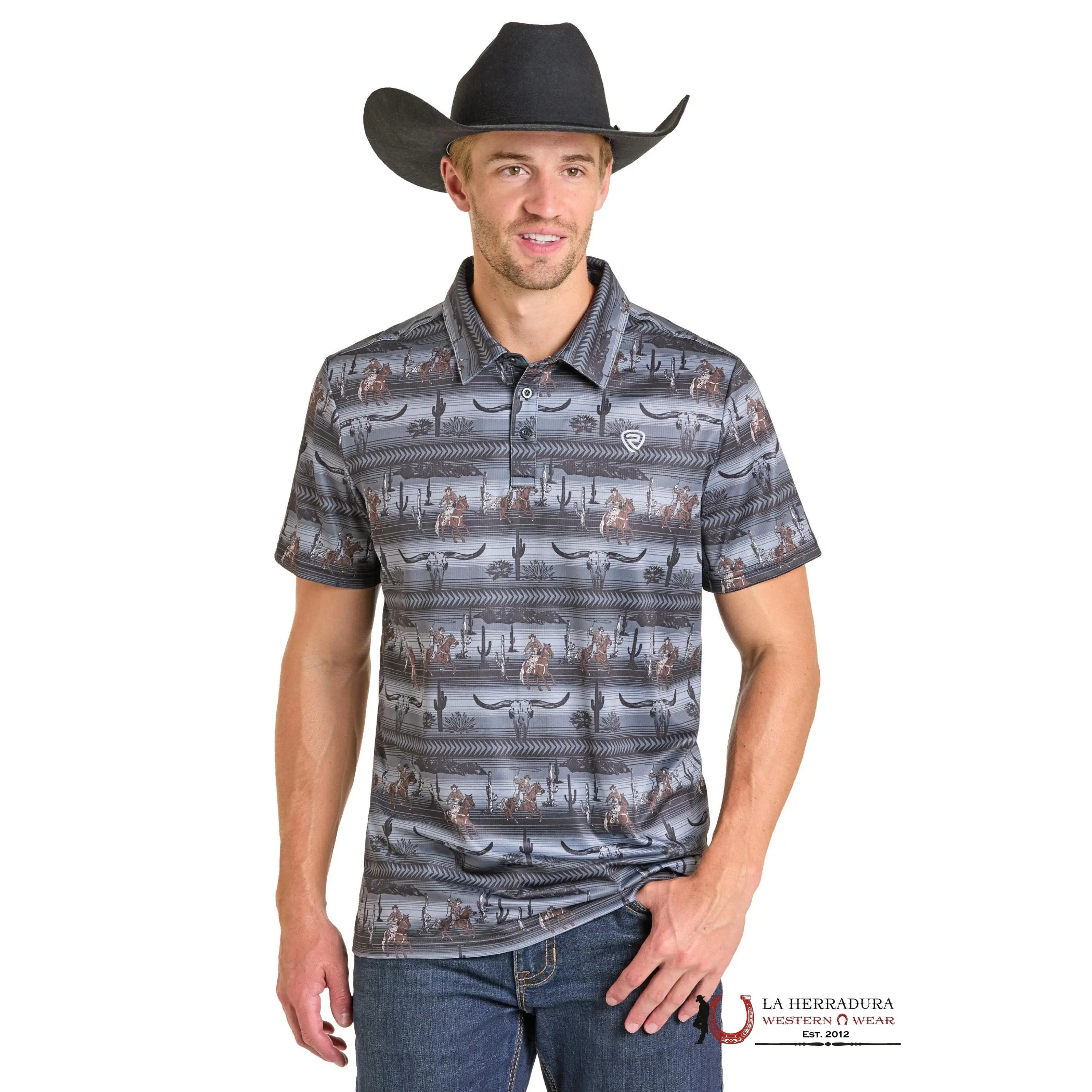 ROCK&ROLL SERAPE CONVO BLACK PRINT POLO BM51T07287