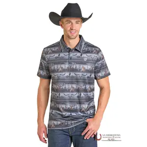 ROCK&ROLL SERAPE CONVO BLACK PRINT POLO BM51T07287