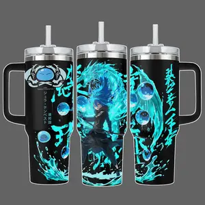 [VG Street Lab] Rimuru Tempest Slime King Anime Tumbler With Handle, Blue Aura Water Spirit Cup, 20oz 40oz Insulated Travel Mug With Straw Lid
