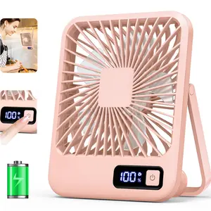 Desk Fan Cooling Fan, Portable USB Rechargeable Fan, 180° Tilt Folding Personal Fan with Power Display, 5-Speed Adjustable Ultra-Quiet Table Fan for Desktop, Home & Travel, Multifunctional Rechargeable Fan