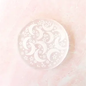 Selenite Charging Plate With Moon & Stars | Charge Your Crystal Bracelets