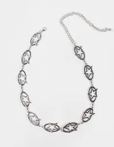 Y2K  Womens Star Chain Belt, Silver
