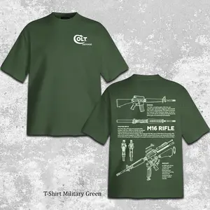 Retro M16 Rifle Blueprint Short Sleeve T-shirt, Colt Defense M4 M4A1 Design, Tactical Gun Graphic Tee, Military Rifle Schematic Shirt, Firearm Diagram Gun Enthusiast Apparel, FPS Gamer Shirt, Military Tech Gift For Servicemember, Shooting Lover Gift
