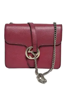 Pre-owned GUCCI GG Leather Crossbody Bags Authentic Gucci Interlocking G Shoulder Bag Crossbody Handbag Red Pebbled JXGG14