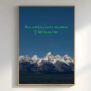 [No Frame] Ghost Town Lyrics Poster, And Nothing Hurts Anymore I Feel Kinda Free Wart Art, Vintage Hip Hop Decor Home, Rap Music Fan Gift