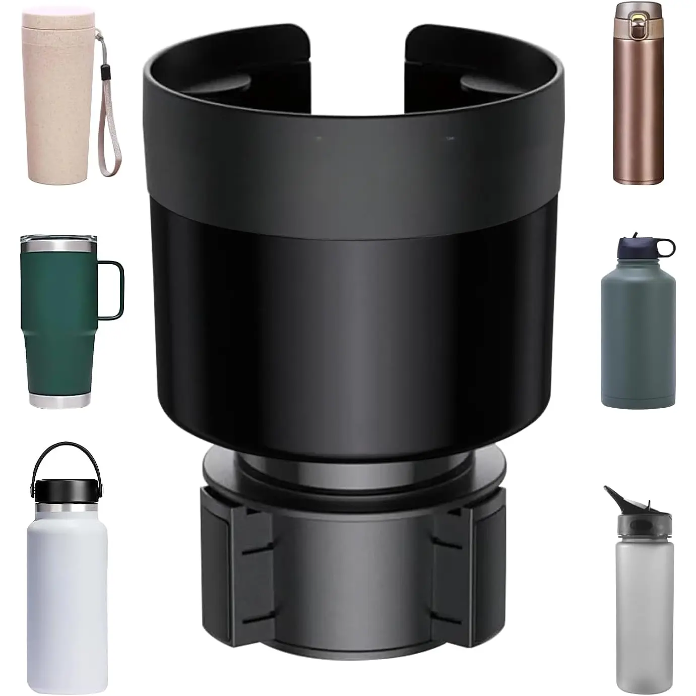 Cup Holder Expander with Adjustable Base, Cupholder Extender Holder for  Compatible with Hydro Flasks 32/40 oz, Fits Yeti 24/36/46 oz, Other Large Bottles in 3.4"-3.8"