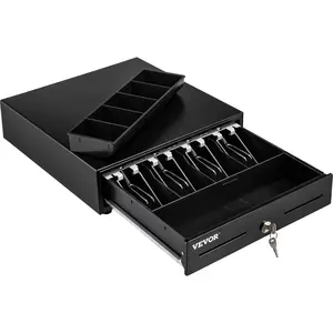 Father's Day Gift VEVOR Cash Register Drawer, 13" 2 Unlocking Ways, Fully Removable Design with 4 Bill 5 Coin Cash Tray, 2 Keys Included, Compact Size Cash Registers for Supermarket, Bar, Coffee Shop, Restaurant