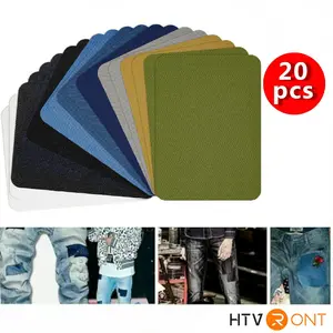 20pcs Multi Color Denim Patches Iron On Denim Elbow Knee Patches DIY Repair Pants For Jeans Clothing Pants Apparel Sewing Fabric