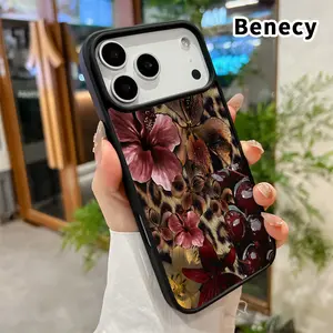 Magnetic Phone Case Supports Wireless Charging for iPhone 17 16  Pro Max Plus 15 14 13 12 11 Air E Creative leopard print flowers Pattern Anti-Yellowing Shockproof durable ultra-thin Crystal Transparent Acrylic Cover