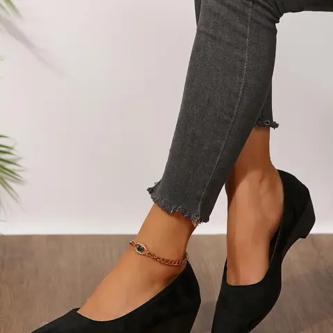Women's Fashionable Solid Color Pointed Toe Wedge Shoes, Elegant Breathable Slip ons Casual Summer Shoes for Daily Wear, Lightweight Breathable Comfortable Shoes for Women & Girls