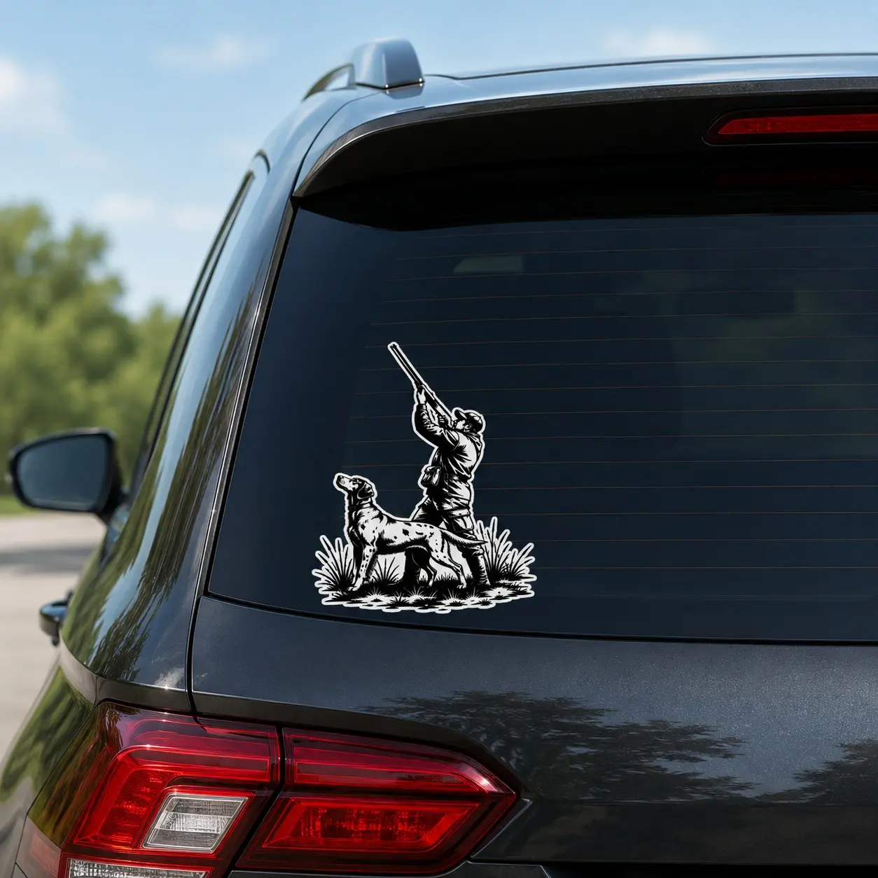 Upland Bird Hunting Vinyl Sticker, Hunter and Pointing Dog Decal, Waterproof Outdoor Decor for Laptop, Tumbler, Car