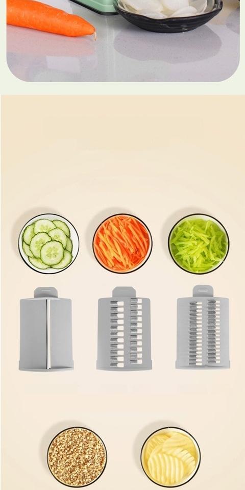 Tekinor Rotary Grater with Handle, 6 Well-Designed Blades, Strong Suction Cup Base, Vegetable Grater & Mandoline Slicer - Kitchen Utensils