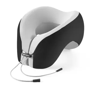 JIAAO Travel Pillow Memory Foam for Airplanes - Neck Pillow for Traveling, Car, Home, Flight Pillow for Sleeping with Attachable Snap Strap Soft Washable Cover, Provide Head Neck Support Rest, Dark Gray, Dark Gray infinity pillow