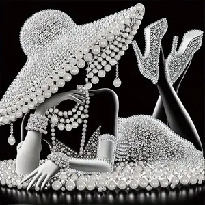 1 piece, 【Elegant Lady】, 5D diamond painting, frameless, includes tool kit. All-natural round diamond painting, diamond art embroidery kit, suitable for home decoration, handmade relaxing gift.