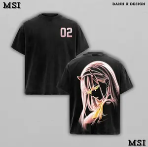 Zero Two | Darling in the Franxx Inspired Washed Tee Hoodie Sweater Double Printed “Crimson Darling — The Girl Who Dances With Destiny” — For Anime Fans, For Gift Drops That Bloom With Rebellion